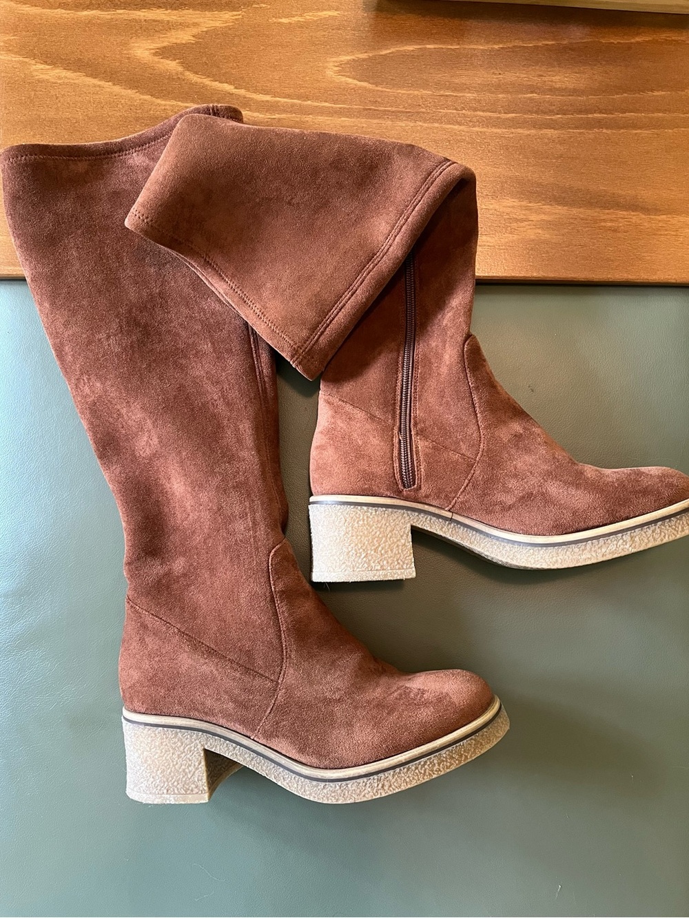 Anthropologie Rusty Brown MicroSuede Knee Boots